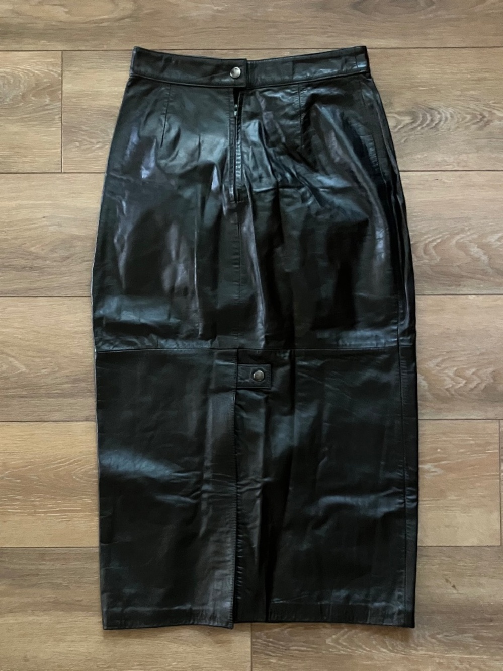 Women's Black Faux Leather High-Waist Pencil Skirt
